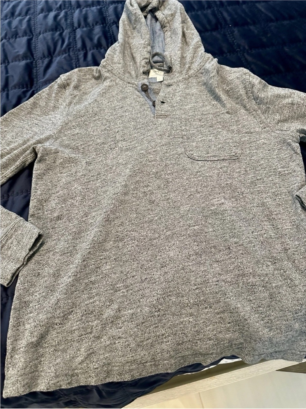 Lucky Brand Men's Heather Gray Hooded Pullover